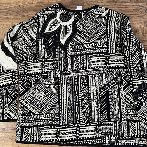 TANJAY Black and Cream Patterned Women's Cardigan - Picture 7 of 8